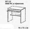 PC stůl s výsuvem UNO  ST 12 - 206